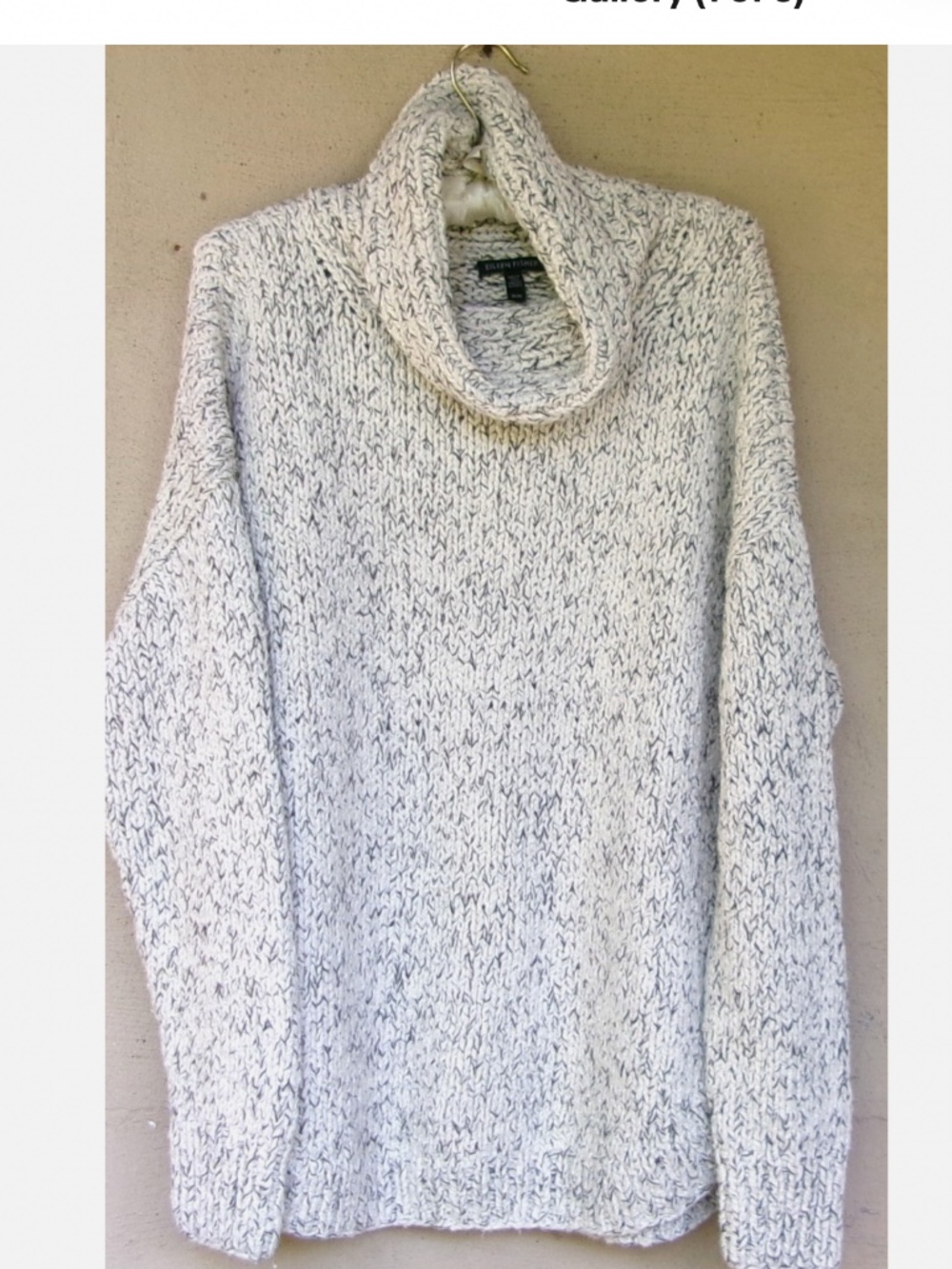 Eileen Fisher Organic Cotton/Alpaca Marled Chunky Cowl Neck Sweater Medium